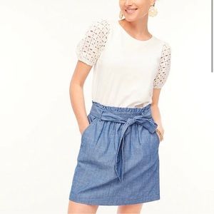 NWT - J. Crew Chambray Paper-Bag Mini Skirt